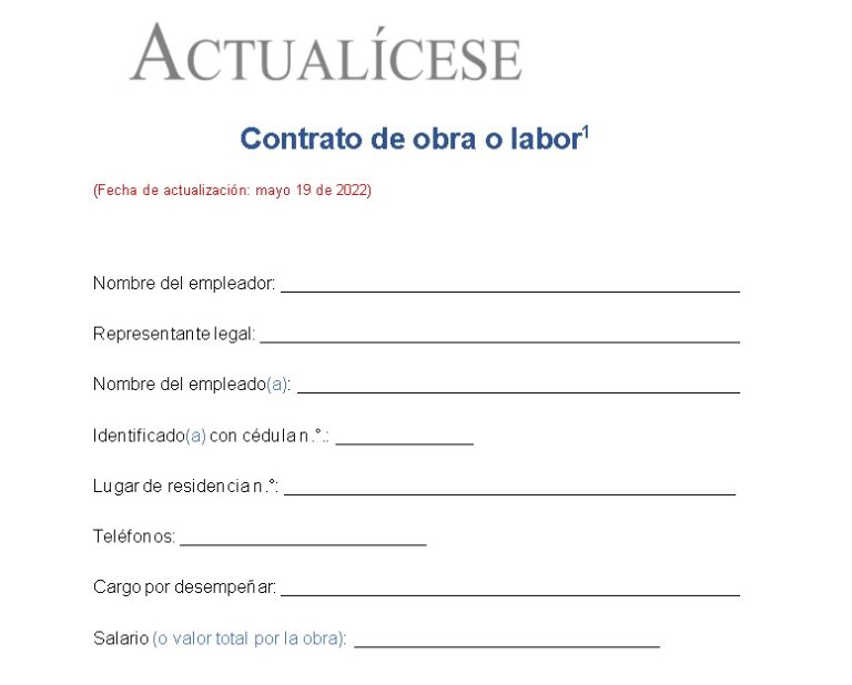 Carta De Terminacion De Contrato Laboral Por Obra O Labor