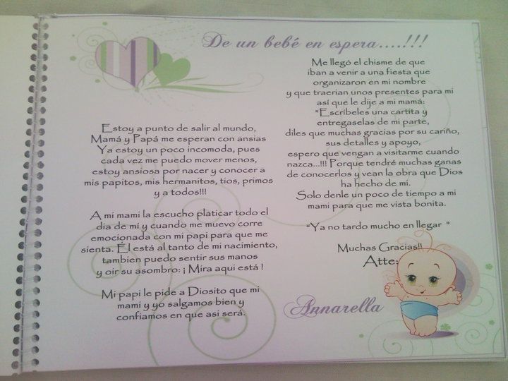 Carta De Un Bebé A Sus Padres En El Baby Shower - Mis Cartas
