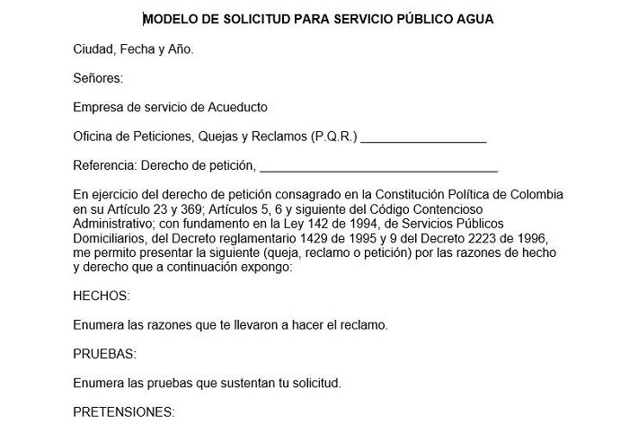 Carta Para Solicitar Un Servicio Publico